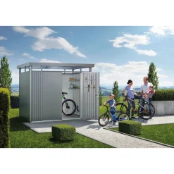 Stålskure ^ Biohort HIGHLINE H5 REDSKABSRUM KVARTSGRÅ METALLIC 8,66 M2