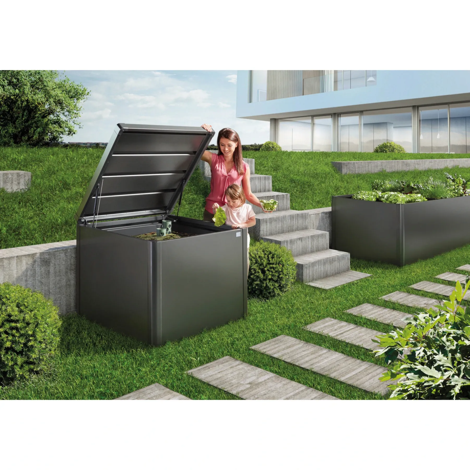 MONAMI KOMPOSTBEHOLDER MØRKEGRÅ METALLIC 1,04 M2>Biohort Online