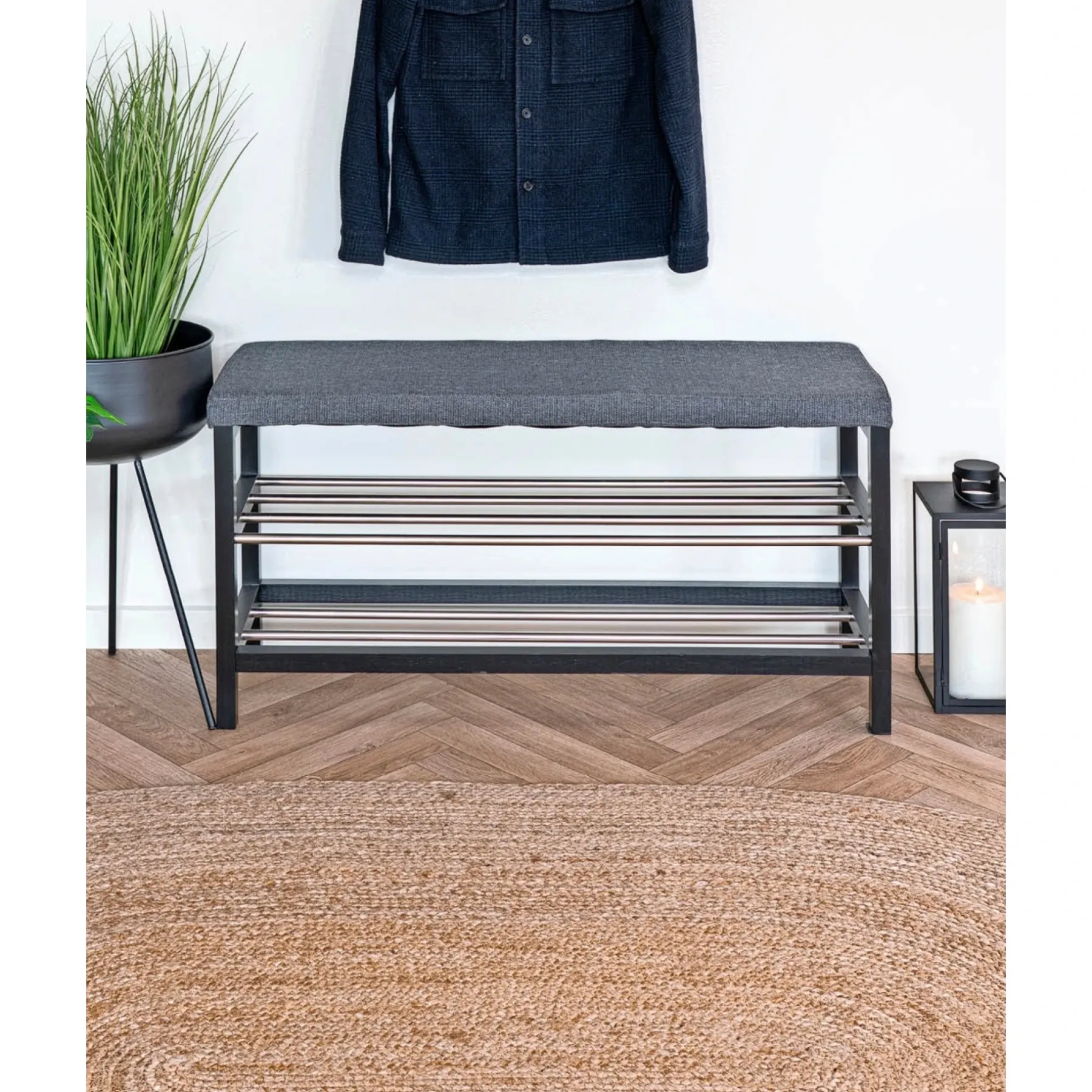 Bolig Møbler ^ Boliginteriør BOLIGINTERIØR BÆNK SORT/GRÅ 34 X 100 CM