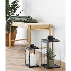 Boligindretning ^ Boliginteriør BOLIGINTERIØR METAL LANTERNESÆT H25/H35 CM SORT