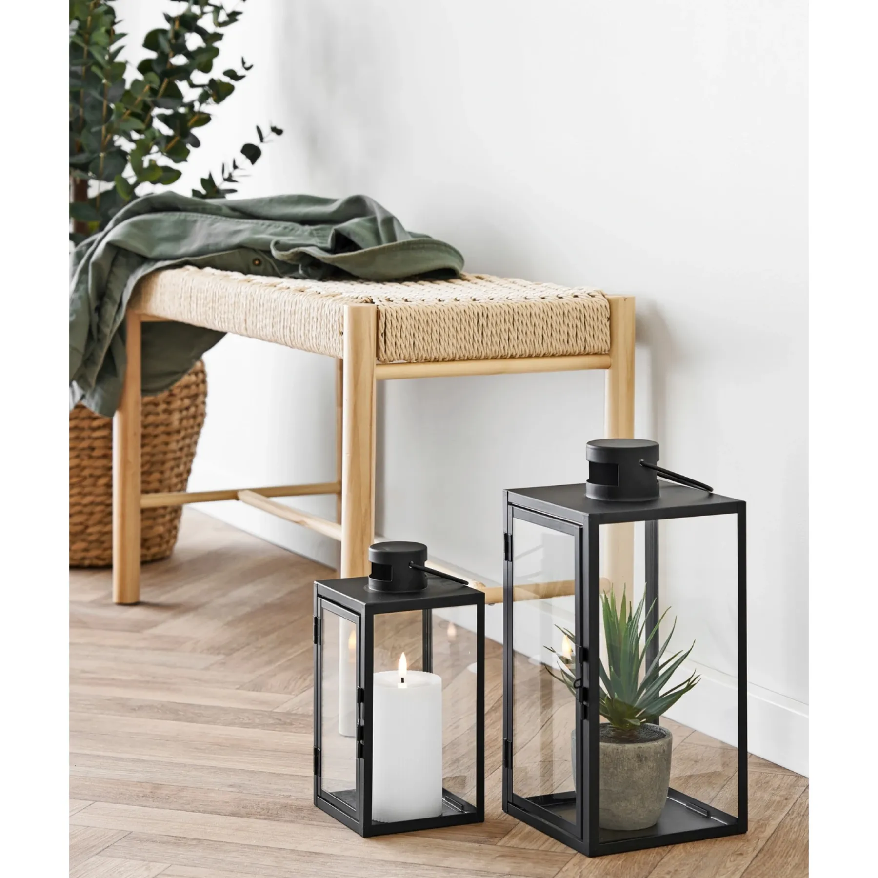 Boligindretning ^ Boliginteriør BOLIGINTERIØR METAL LANTERNESÆT H25/H35 CM SORT