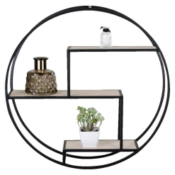 BOLIGINTERIØR RUND HYLDE NATUR/SORT 60 X 13 X 60 CM>Boliginteriør Clearance