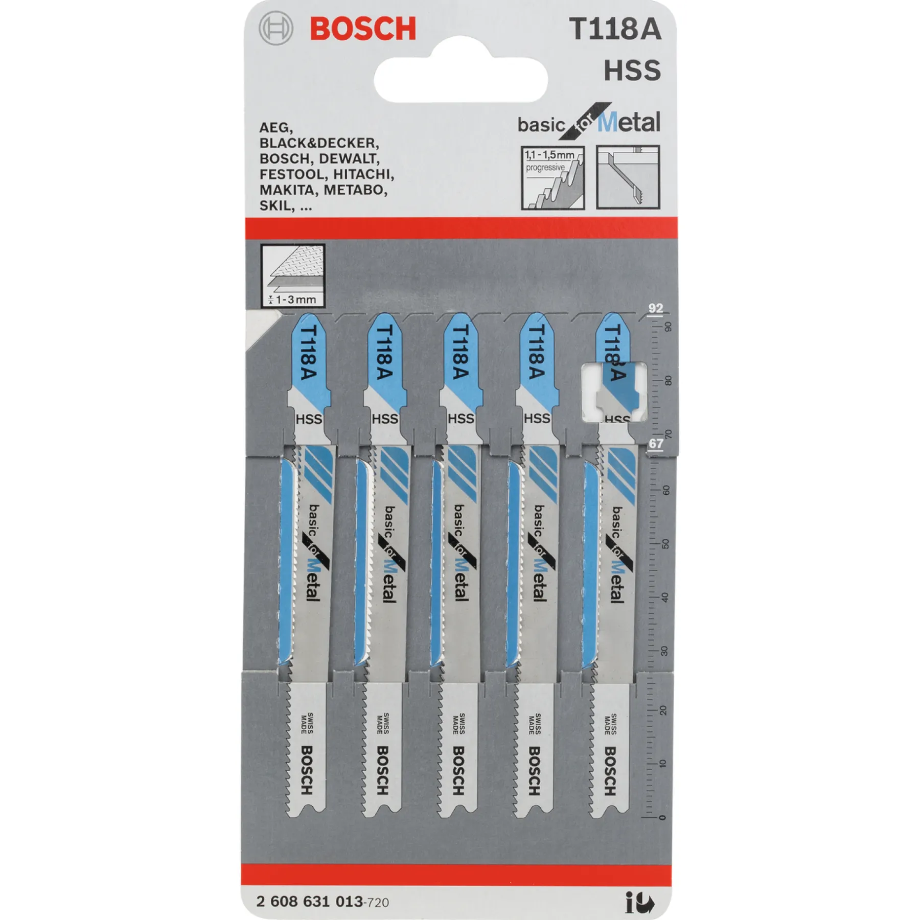 Tilbehør Elværktøj ^ Bosch T118A STIKSAVSKLINGE 5 STK