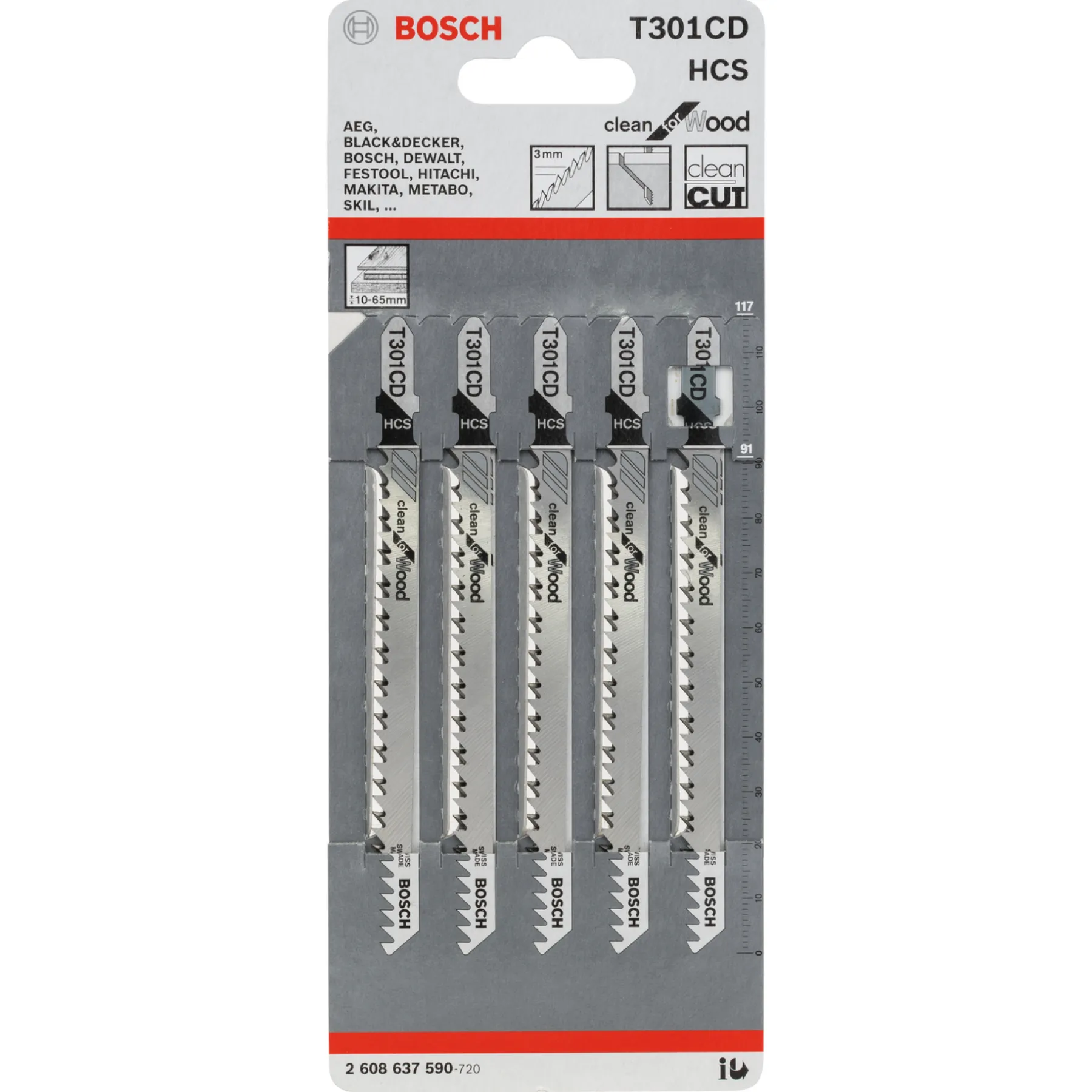 Tilbehør Elværktøj ^ Bosch T301CD STIKSAVSKLINGE 5 STK