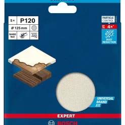 Tilbehør Elværktøj ^ Bosch EXPERT M480 MELLEM SLIBERONDEL Ø125 MM 120 5 STK