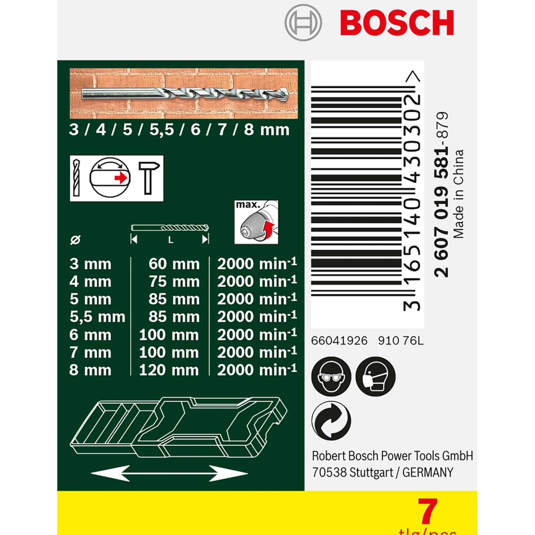 Tilbehør Elværktøj ^ Bosch 2607019581 MURBORSÆT 7 DELE