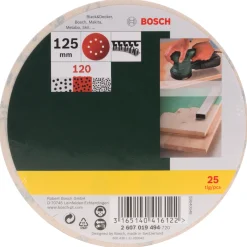 Tilbehør Elværktøj ^ Bosch PROMOLINE EXC SLIBERONDEL Ø125 MM K120 25 STK