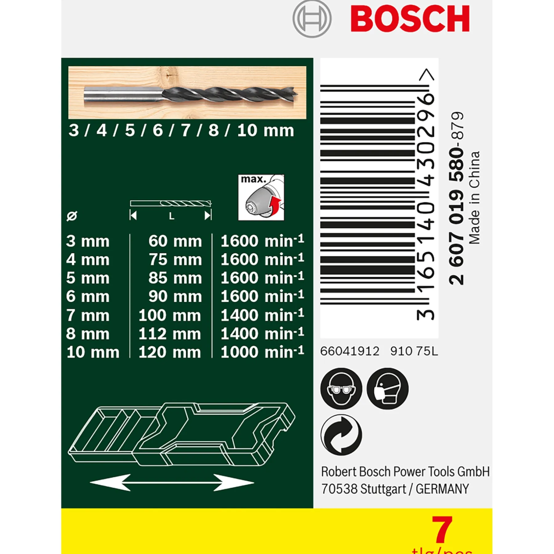 Tilbehør Elværktøj ^ Bosch 2607019580 TRÆBORSÆT 7 DELE