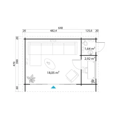 Bjælkehytter ^ BYGNORDIC FRYD ANNEKS 22,84 M2
