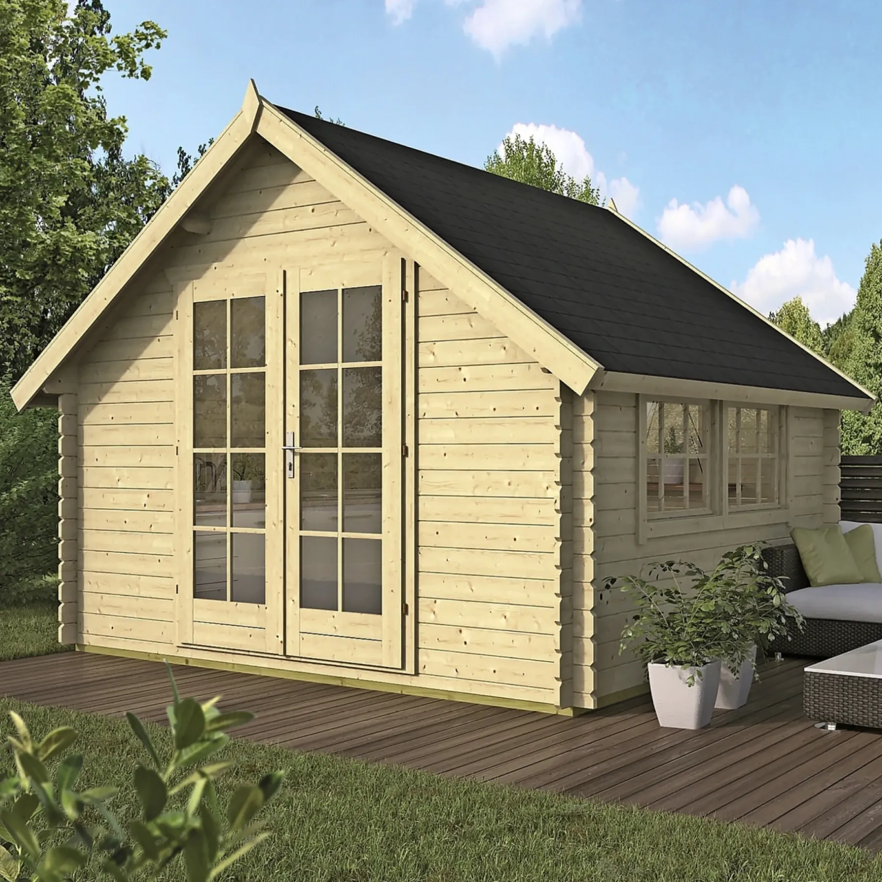 Bjælkehytter ^ BYGNORDIC SOLBJØRG STANDARD HYTTE 9,2 M2