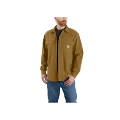 Trøjer & T-Shirts ^ Carhartt CANVAS FLEECE-LINED SHIRT JACKET SKJORTEJAKKE M BRUN