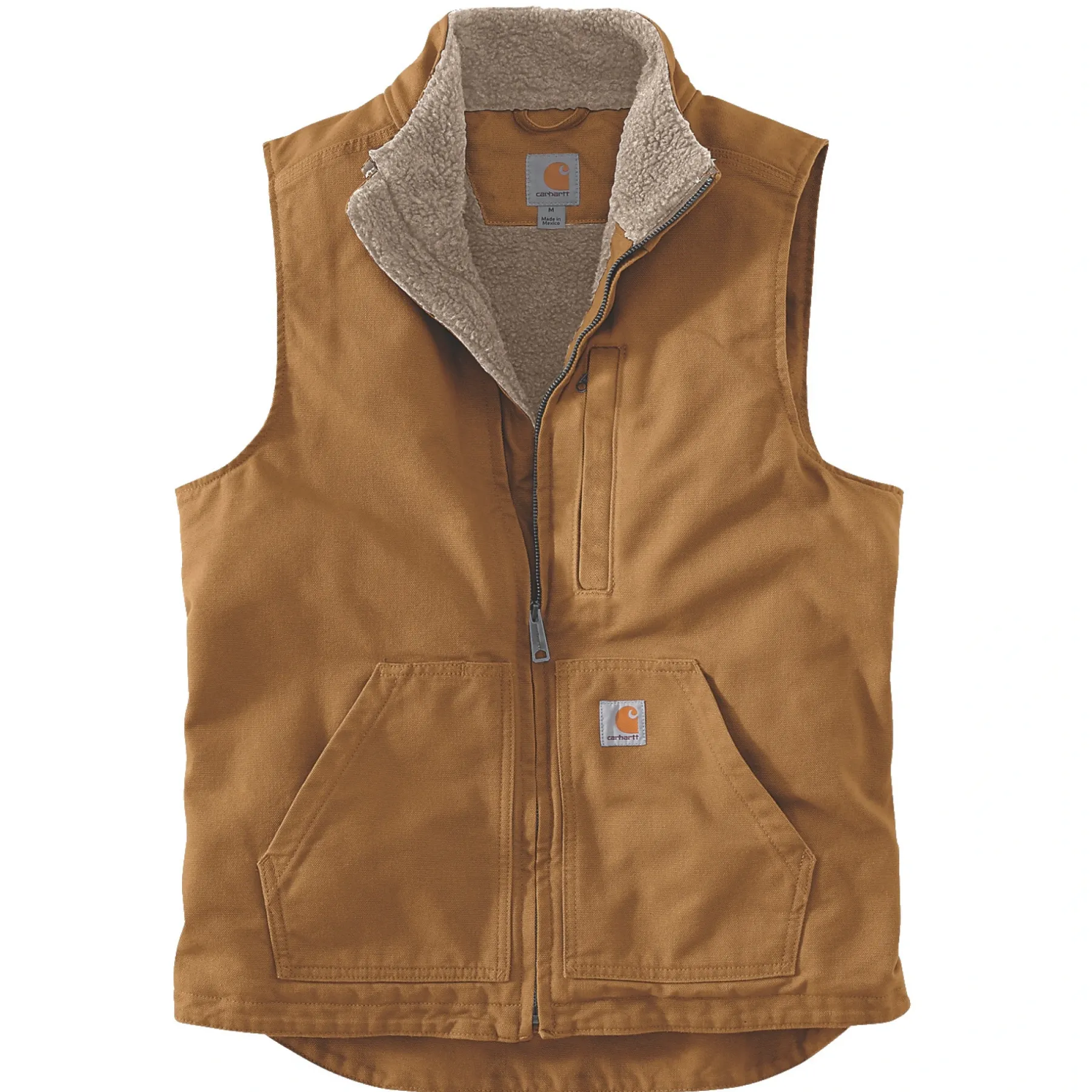 LOOSE FIT WASHED DUCK SHERPA-LINED MOCK-NECK VEST VEST M BRUN>Carhartt Discount