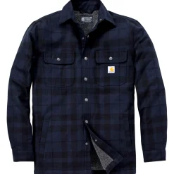 Jakker ^ Carhartt RELAXED FIT FLANNEL SHERPA-LINED SHIRT JAC SKJORTEJAKKE M NAVY