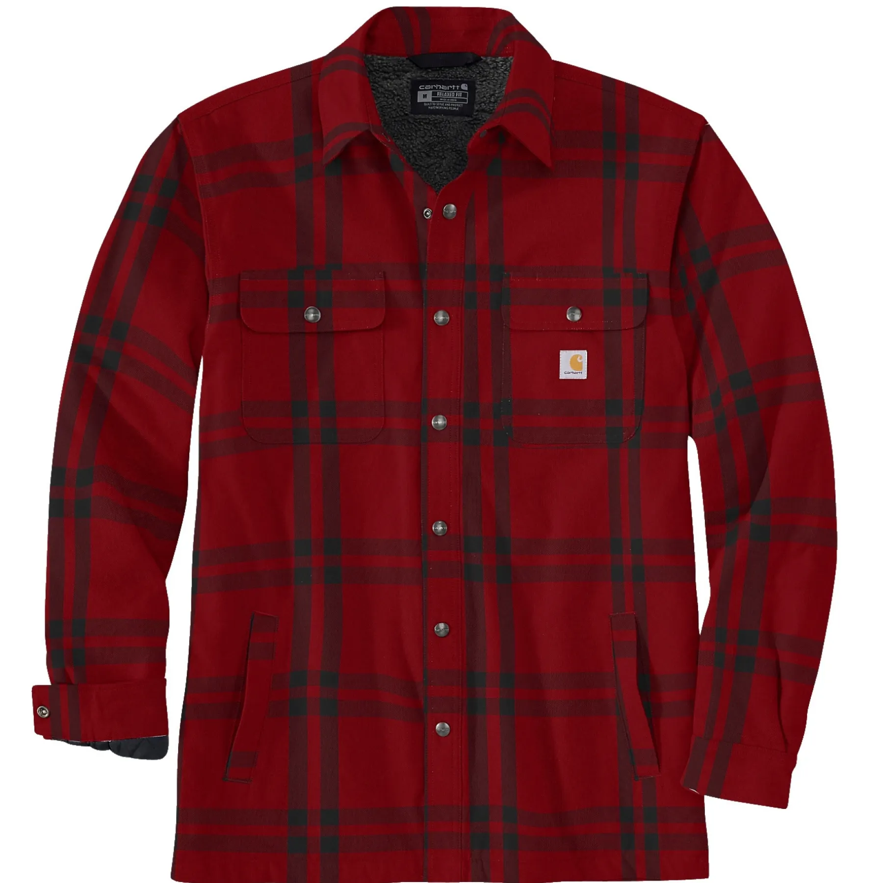 RELAXED FIT FLANNEL SHERPA-LINED SHIRT JAC SKJORTEJAKKE L RØD TERNET>Carhartt Online
