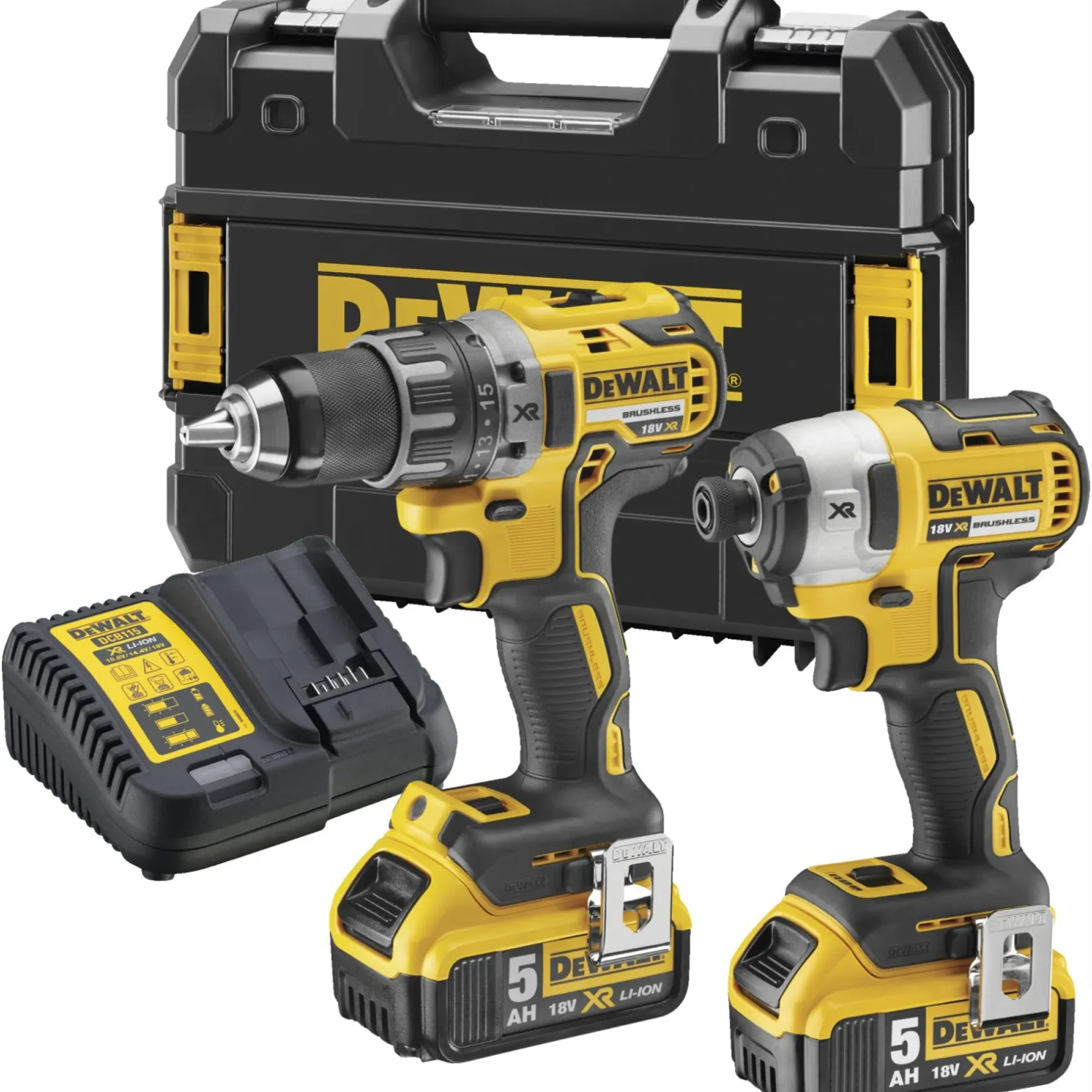 Bore- & Skruemaskiner ^ Dewalt DCK268P2T SKRUEMASKINESÆT AKKU MED BATTERI OG LADER