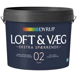 Vægmaling ^ Dyrup 02 EKSTRA SPÆRRENDE VÆG- OG LOFTMALING 4,5 L HVID