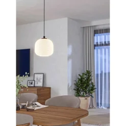 Pendel Lampe ^ Eglo MANTUNALLE PENDEL HVID/SORT 20 CM