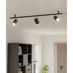 PORTELLA SKINNESPOT SORT/BØRSTET STÅL GU10 3X3W>Eglo Discount