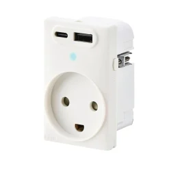 SWITCH CURVELINE - 2 X USB STIKKONTAKT HVID 1,5 MODUL M/JORD>FESH Sale