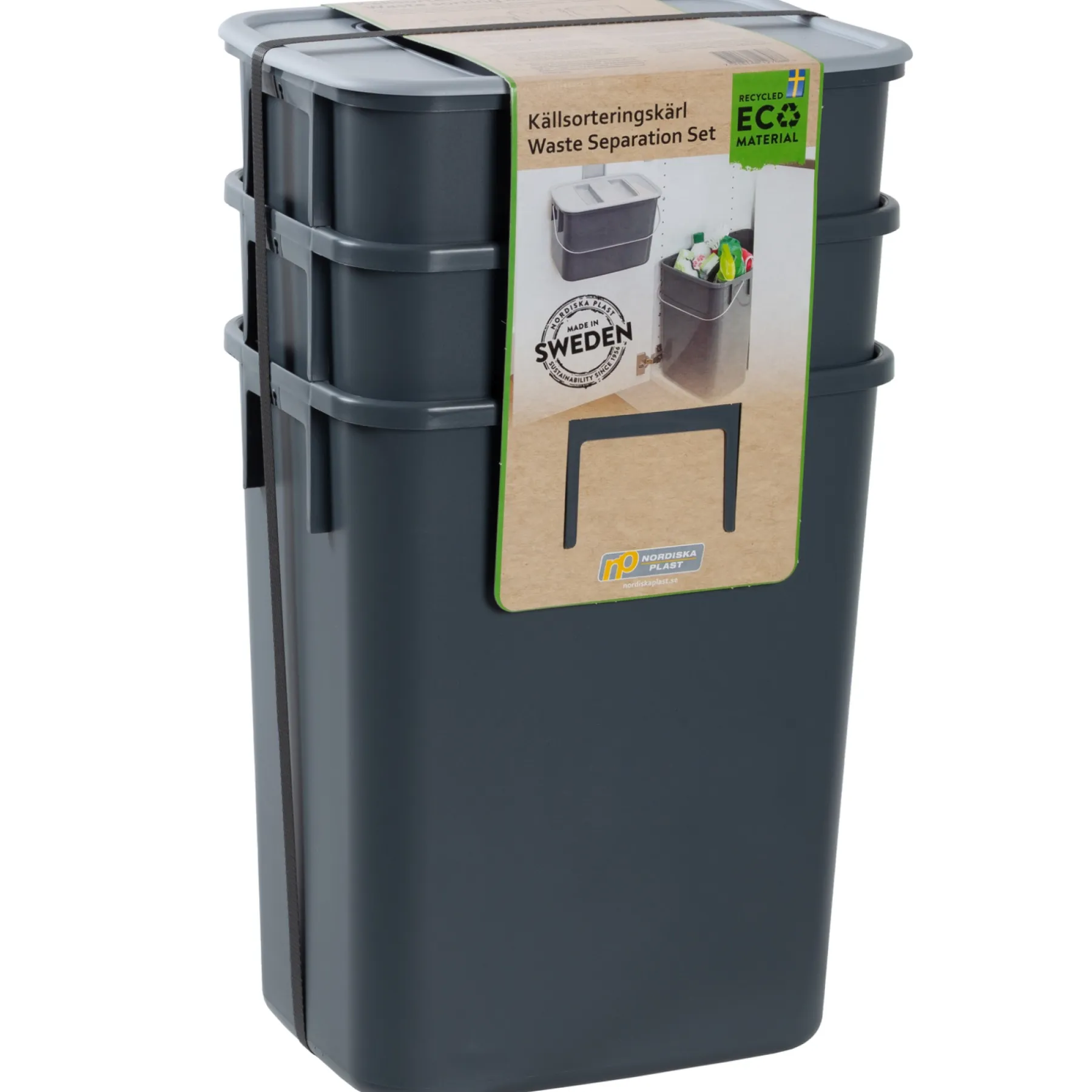 Boligindretning ^ G. funder 2X12 L., 1X7 L. AFFALDSSORTERING GRÅ 265X440X190MM.