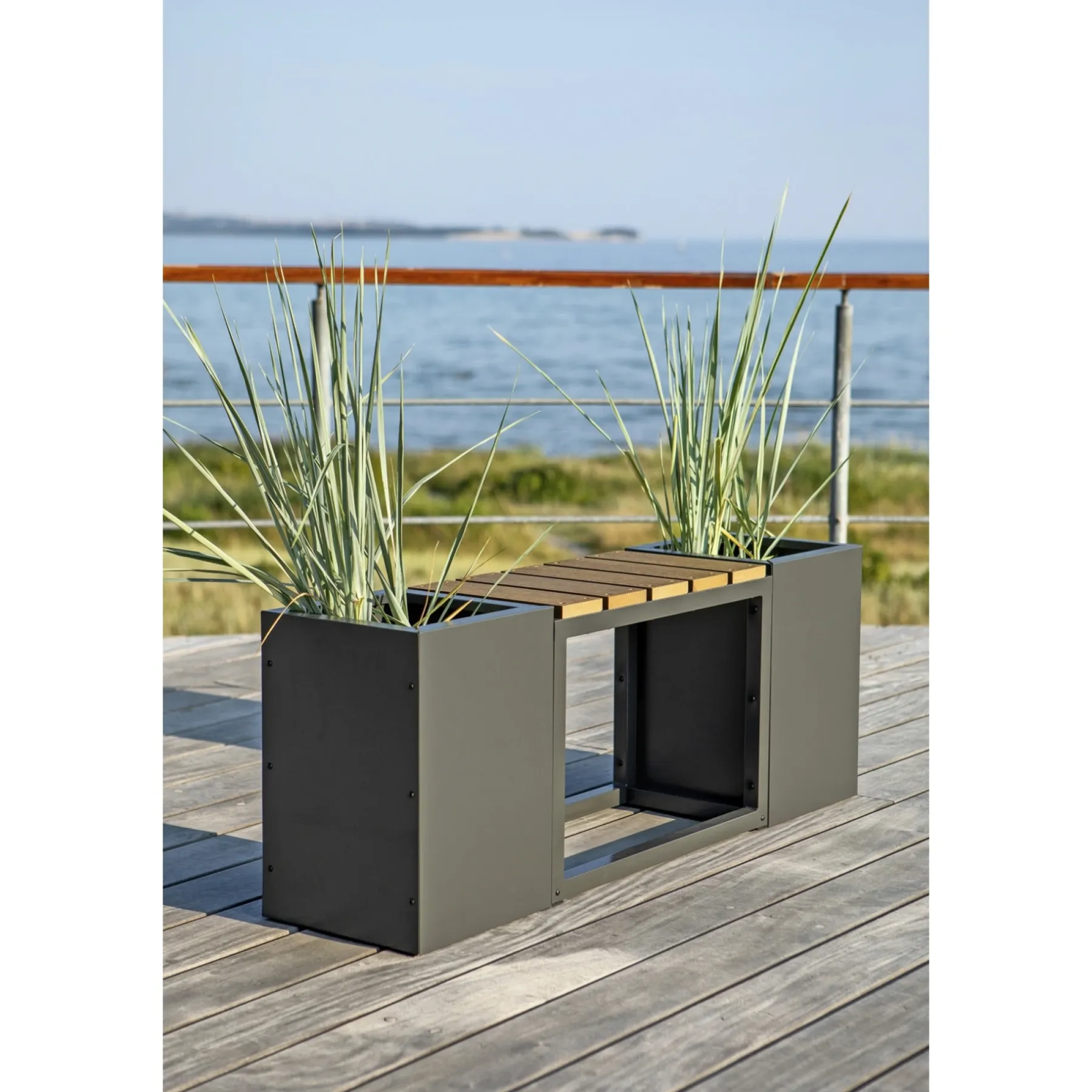 Havebænke ^ Garden Life MED 2 PLANTEKASSER HAVEBÆNK SORT 120 CM