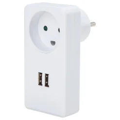 Stikdåser & Stikkontaktrammer ^ Gripo STIKDÅSE HVID M/ 2 USB UDTAG