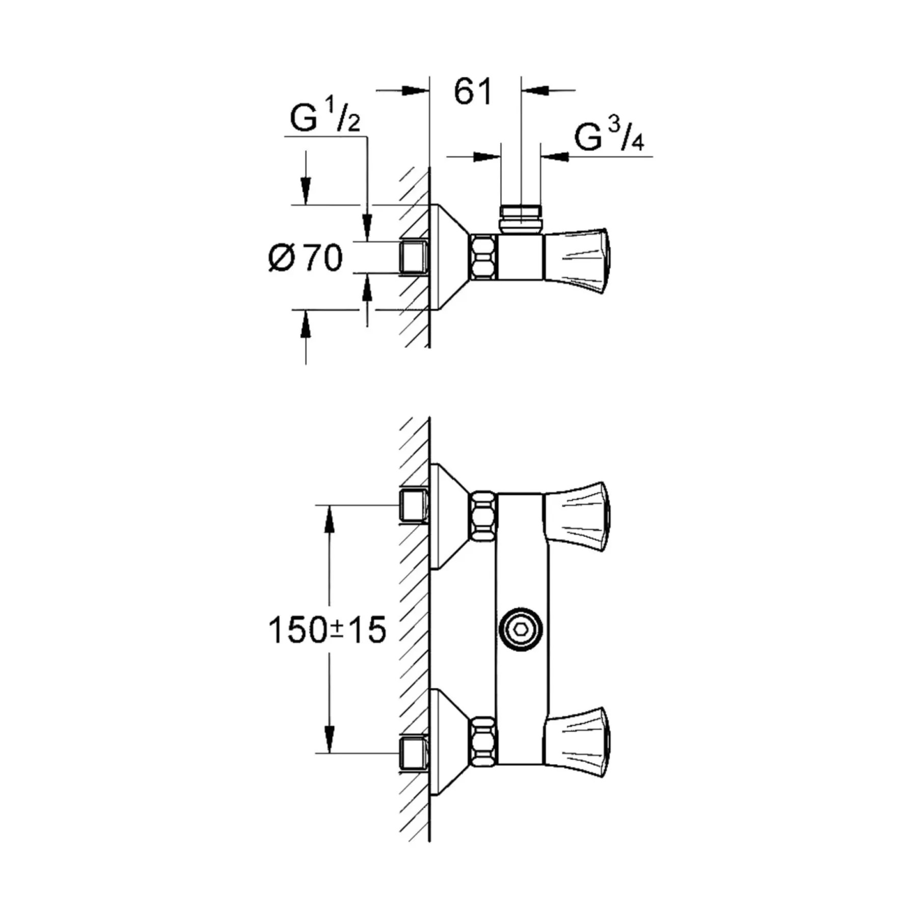 Blandingsbatteri ^ Grohe COSTA L BRUSEARMATUR KROM