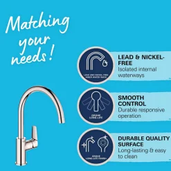 Køkkenarmaturer ^ Grohe START EDGE QUICKFIX, C-TUD KØKKENARMATUR KROM