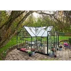 Drivhuse ^ Halls ICON 8 GARDENHOUSE EKSKL. SOKKEL HÆRDET GLAS GRØN 13,0 M2