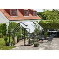 Drivhuse ^ Halls QUBE+ 816 DRIVHUS 3 MM HÆRDET GLAS HELE BANER SORT 13 M²