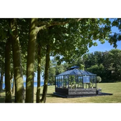 Pavillon Drivhuse ^ Juliana GRAND OASE MUR ORANGERI 3 MM HÆRDET GLAS HELE BANER ANTRACIT 13 M²