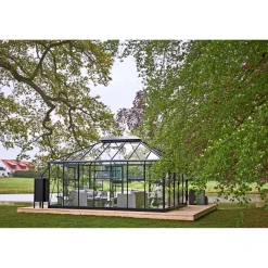 Orangerier ^ Juliana GRAND OASE ORANGERI 3 MM HÆRDET GLAS HELE BANER ANTRACIT 18,8 M2