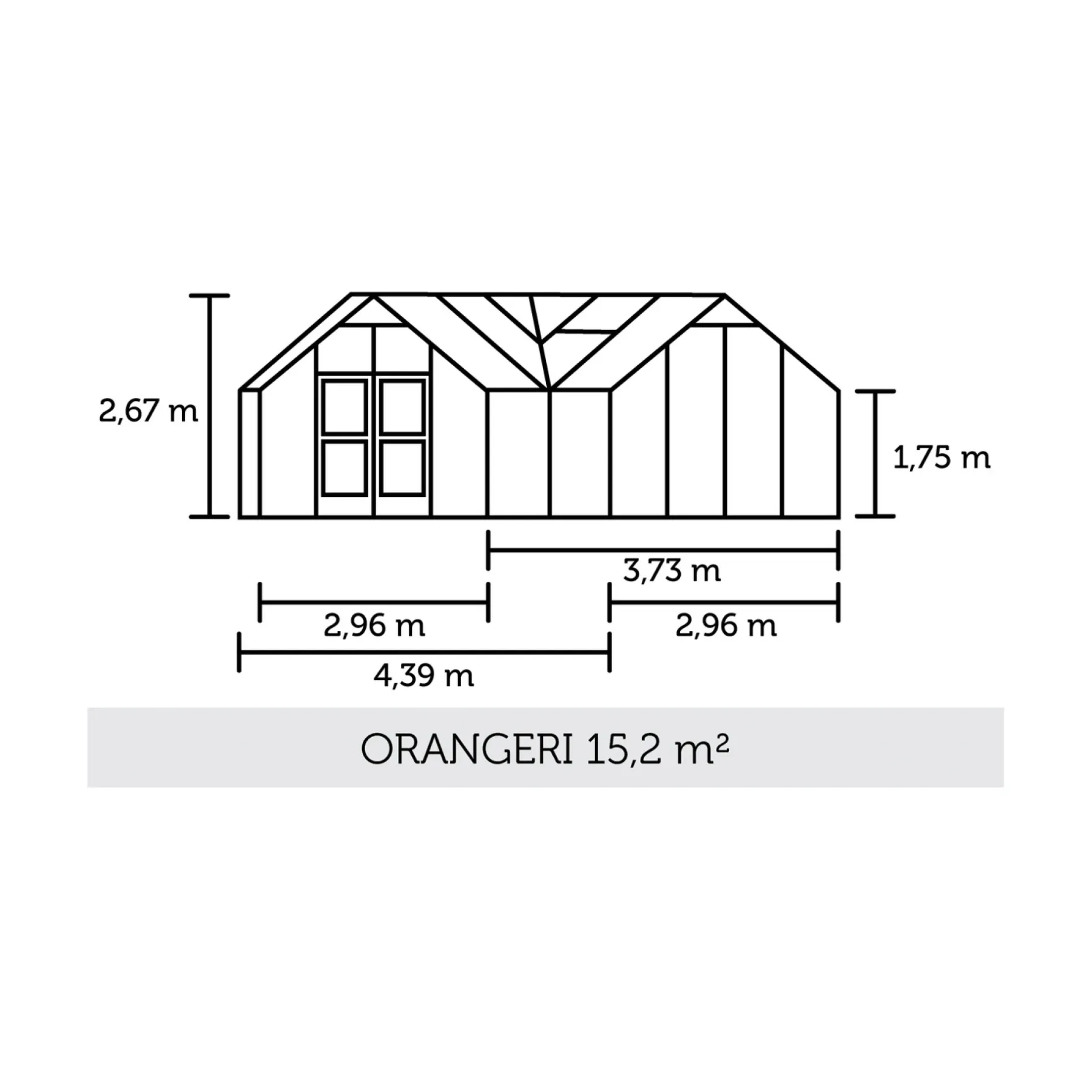 Orangerier ^ Juliana ORANGERI DRIVHUS 3 MM HÆRDET GLAS HELE BANER ANTRACIT 15,1 M2