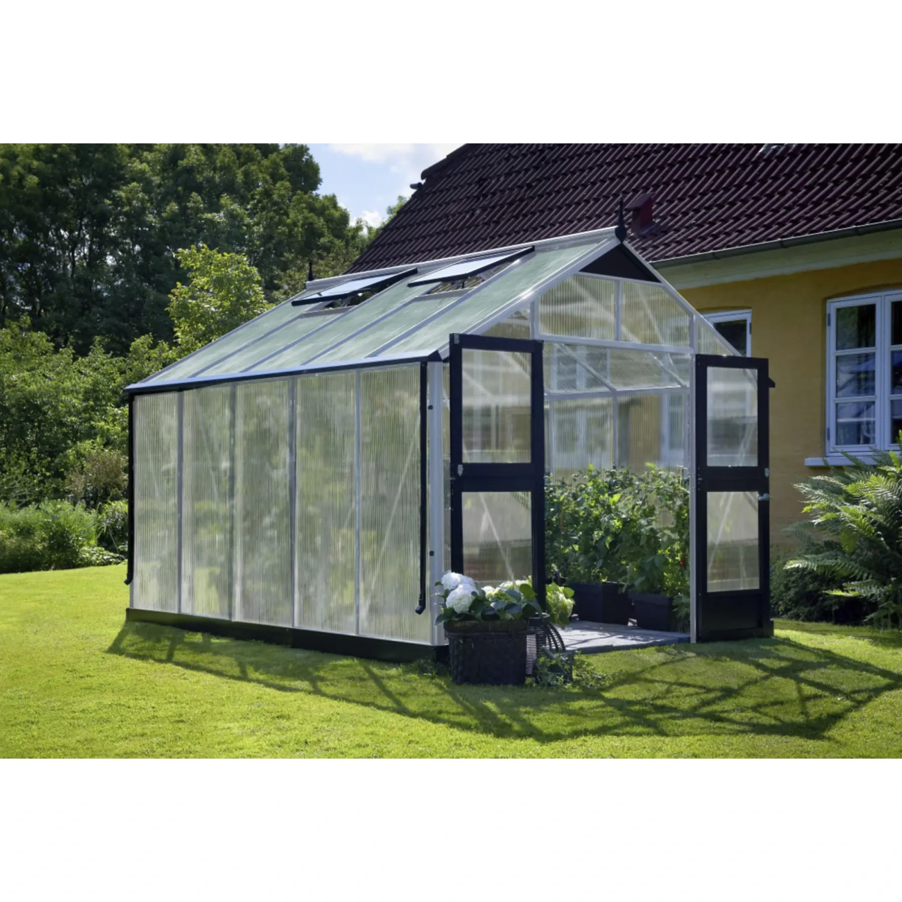 Drivhuse ^ Juliana PREMIUM EKSKL. SOKKEL DRIVHUS 10 MM POLY ALUMINIUM 10,9 M2