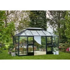 Orangerier ^ Juliana GRAND OASE ORANGERI 3 MM HÆRDET GLAS HELE BANER ANTRACIT 13 M²