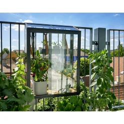 URBAN BALCONY VÆGDRIVHUS 4 MM HÆRDET GLAS HELE BANER SORT 0,16 M²>Juliana Best
