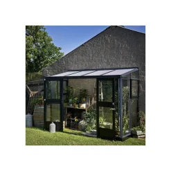VERANDA VÆGDRIVHUS 3MM HÆRD GLAS HELE BANER,10MM POLYTAG ANTRACIT 4,4 M2>Juliana Outlet
