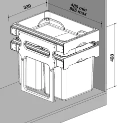 Boligindretning ^ Juvel TANK40-4 AFFALDSSORTERING GRÅ. BEHOLDERE I 3 FARVER 4X8 L