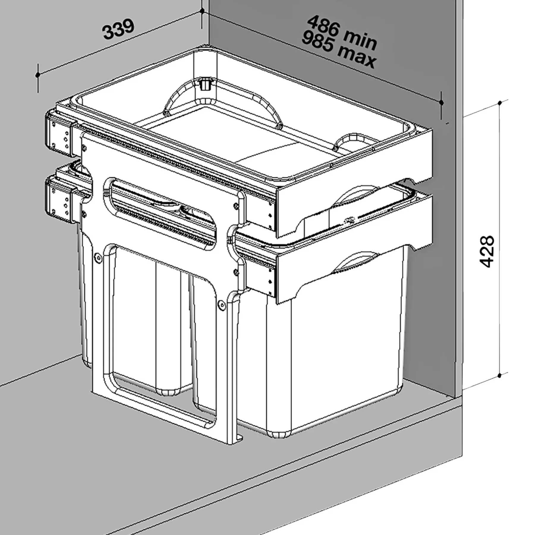 TANK40 AFFALDSSTATIV GRÅ/BLÅ/GRØN 16+16 L>Juvel Clearance