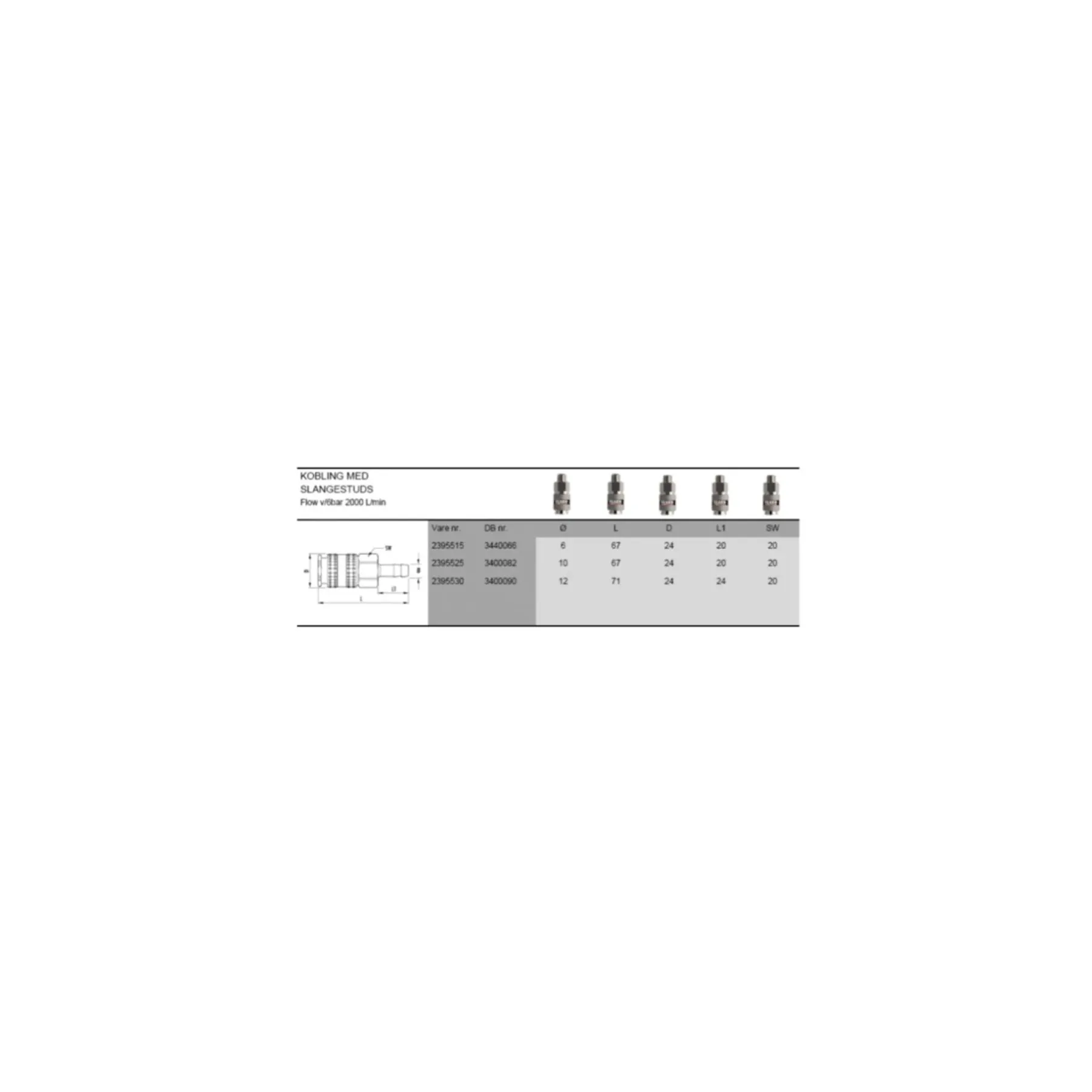 Trykluftværktøj ^ KGK 2395525 KOBLING 3/8" SL