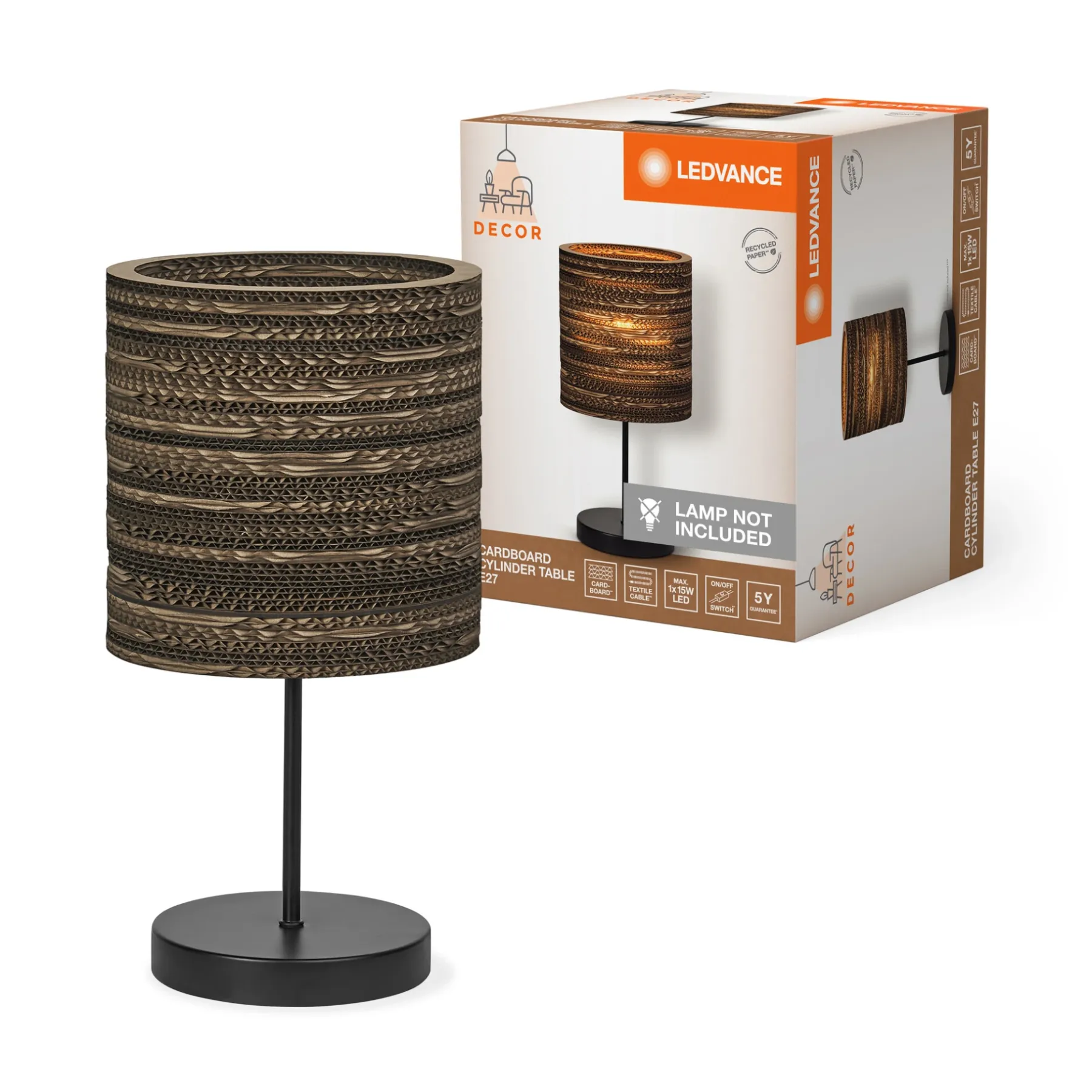 Bordlamper ^ LEDVANCE DECOR CARDBOARD BORDLAMPE BRUN 25,8 CM