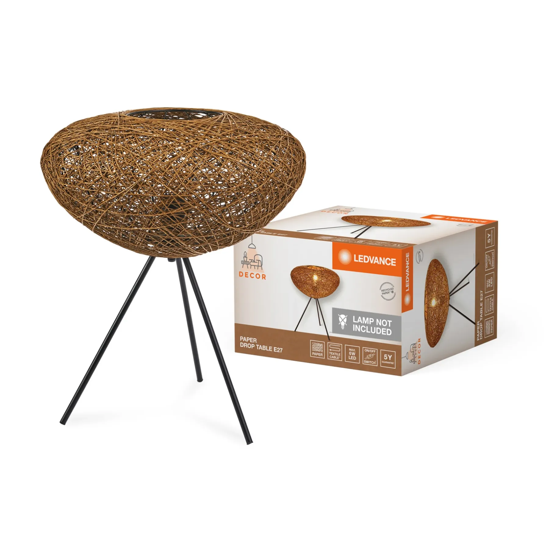 Bordlamper ^ LEDVANCE DECOR DROP BORDLAMPE BEIGE 26,3 CM