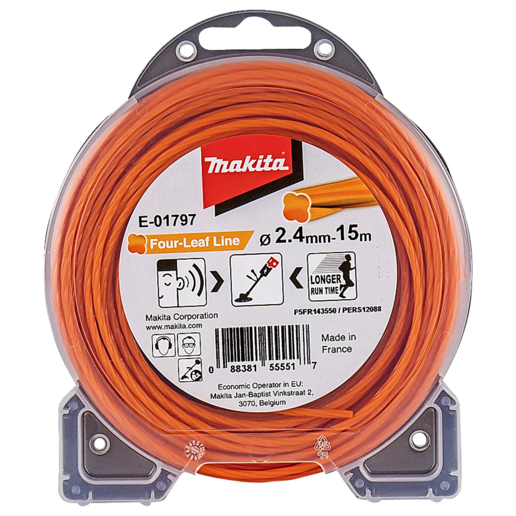 Tilbehør Havemaskiner ^ Makita FOUR-LEAF E-01797 ORANGE TRIMMERTRÅD