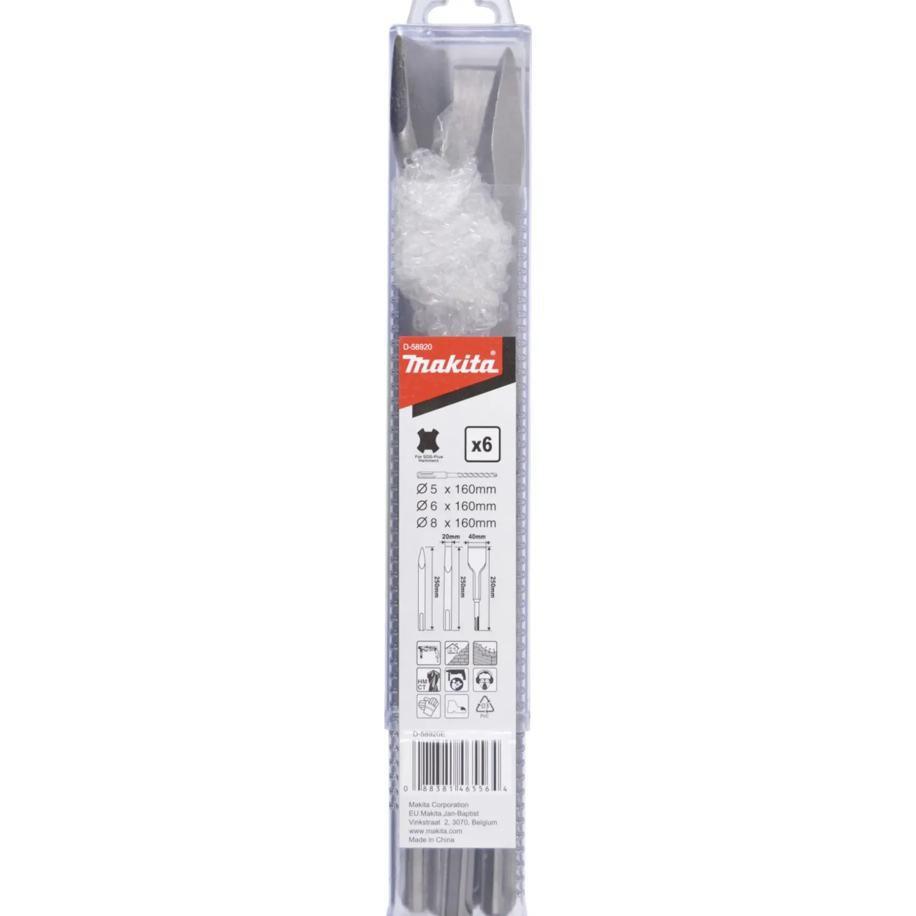 Tilbehør Elværktøj ^ Makita D-58920 HAMMERBOR-/MEJSELSÆT 4 STK