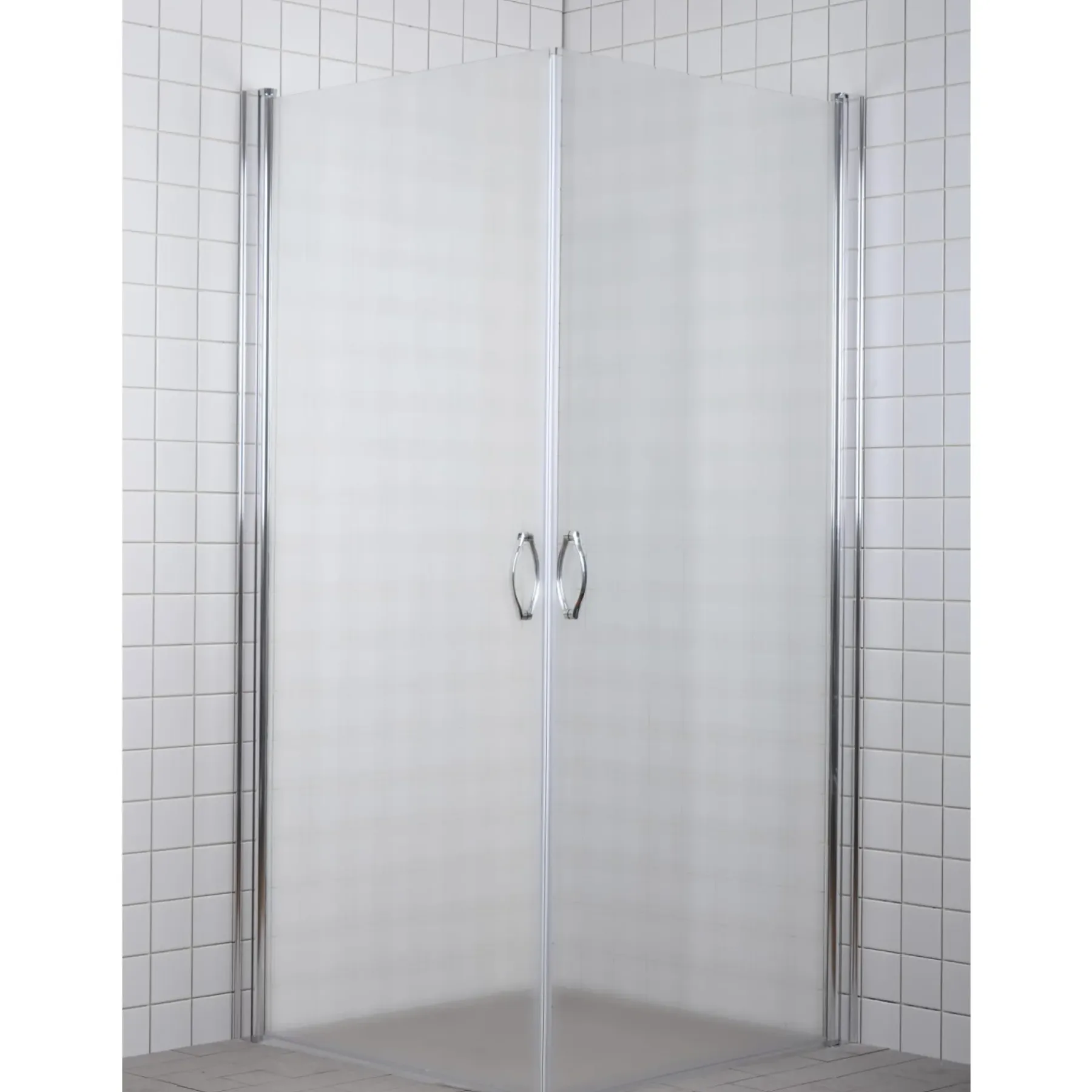 Brusevægge ^ Milobad 90X90X195 CM LIGE BRUSEHJØRNE FROST 90 CM