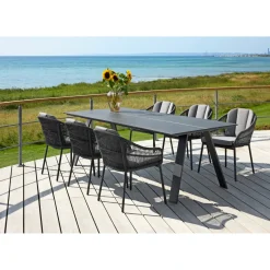 CARROS/PALMA BORD + 6 STOLE HAVEMØBELSÆT SORT/GRÅ>Outrium Discount