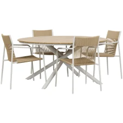 CATANIA BORD + 4 STOLE HAVEMØBELSÆT NATUR/GRÅBEIGE>Outrium Hot
