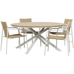CATANIA BORD + 4 STOLE HAVEMØBELSÆT NATUR/GRÅBEIGE>Outrium Hot