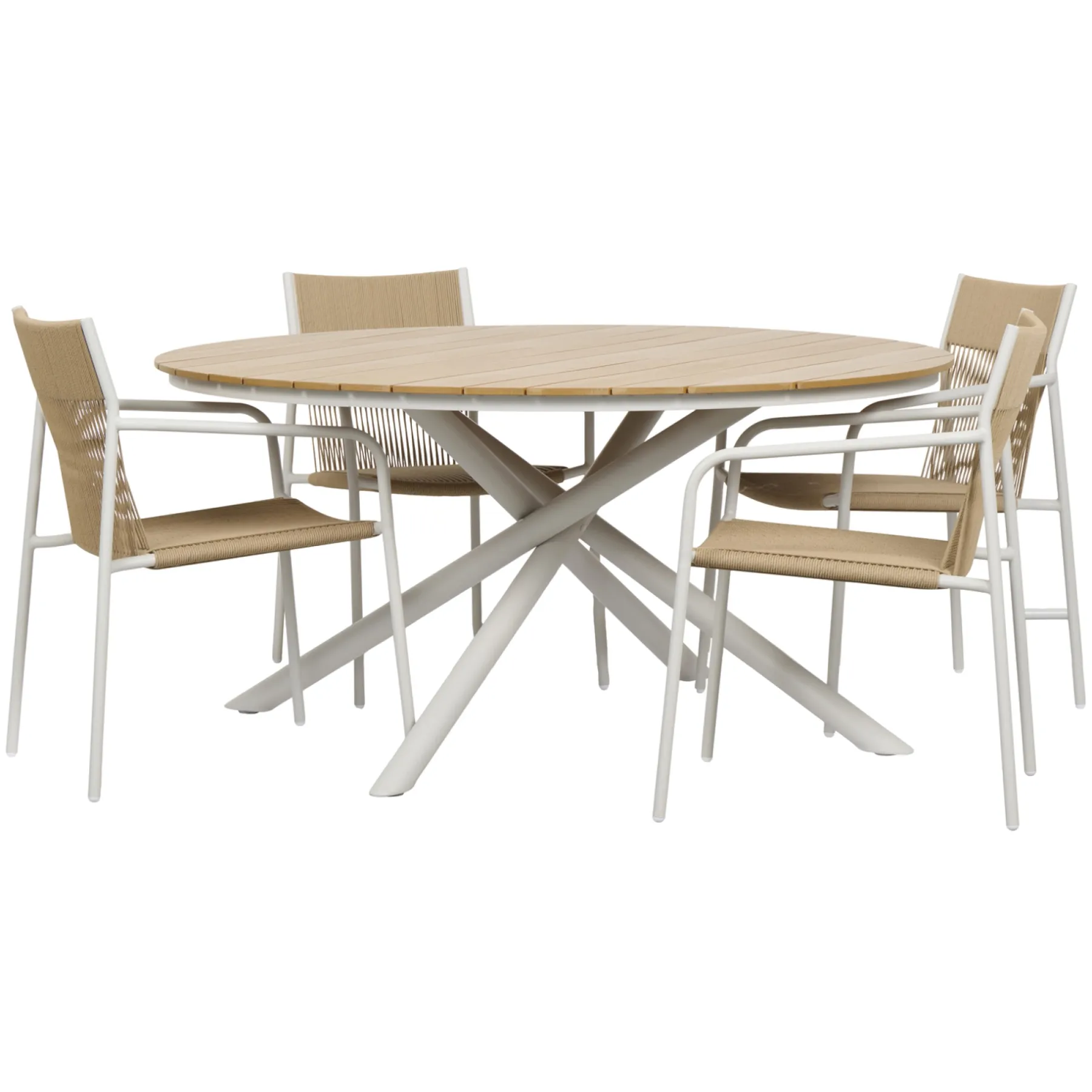CATANIA BORD + 4 STOLE HAVEMØBELSÆT NATUR/GRÅBEIGE>Outrium Hot