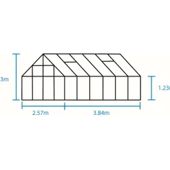 DRIVHUS INKL. SOKKEL 3 MM HÆRDET GLAS HELE BANER SORT 9,9 M2>Outrium Outlet